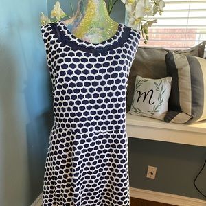 Navy and white sleeveless dress